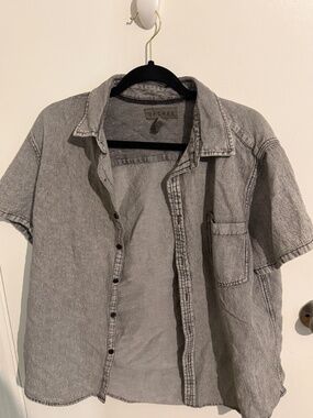 Degree Grey Short Sleeve Button Up Shirt Mens XL Slim Fit Casual